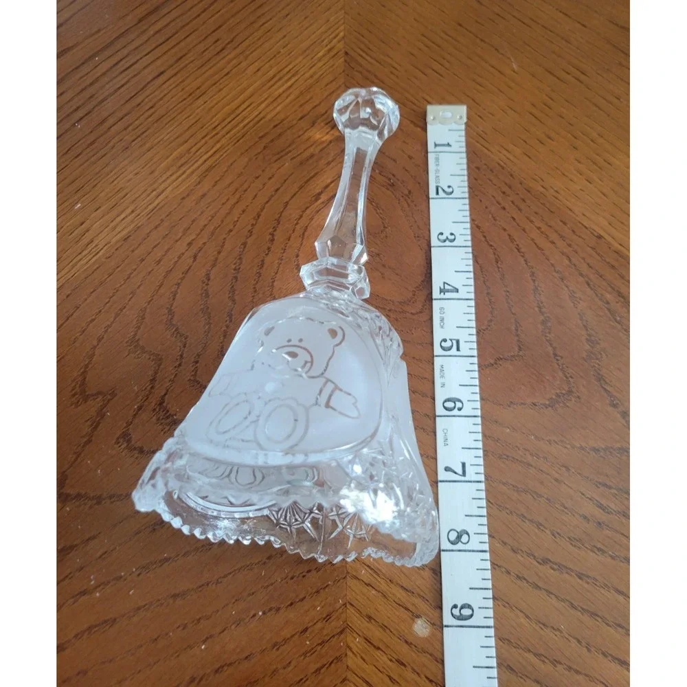 Crystal Glass Bell Vintage Teddy Bear Nursery Decor Collectible Clear